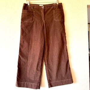 J. Jill  size 12 Cordouroy Cropped Brown Wide-Leg Pants